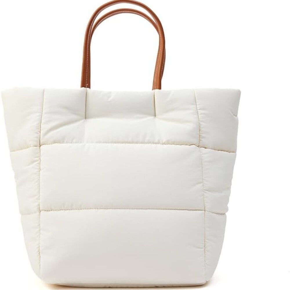 Puffer Tote Bag Women Nylon Lightweight Travel Work Shoulder Crossbody